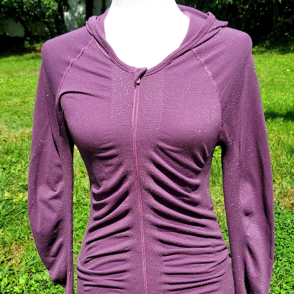 Athleta Sparkly Plum Zip Up Hoody Size S with matching headband! - Picture 7 of 10